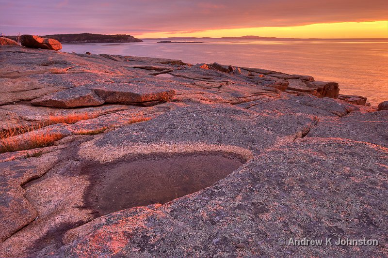 1008_40D_4218-21 HDR.jpg - Sunrise over rocks at Otter Point, Acadia National Park, Maine